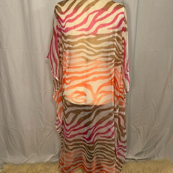 Nordstrom Brazen Rainbow Zebra Swim Caftan Coverup with Metallic Accents - Picture 2 of 7